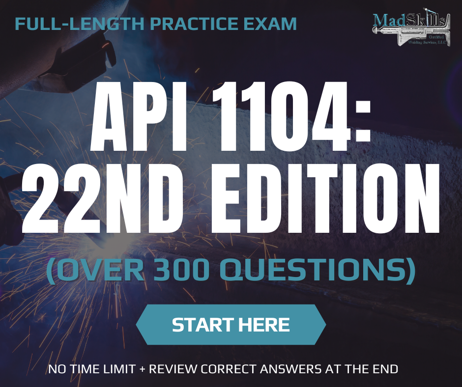 Full length practice tests for the AWS CWI Part A (Fundamental) and Part C (API 1104 or AWS D1.1) exams! Each test randomly grabs the set number of questions from bank of hundreds of questions, so there's virtually unlimited tests. There's no time limit to our practice tests, you can save and continue them later, and at the end you can review all the correct answers. Registration is quick and easy!<br />
